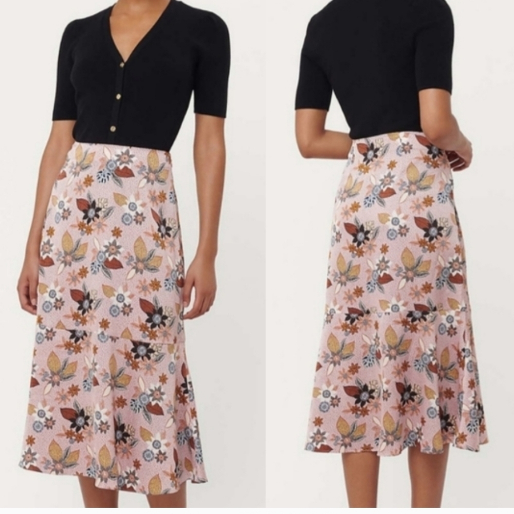 LOFT floral satin skirt